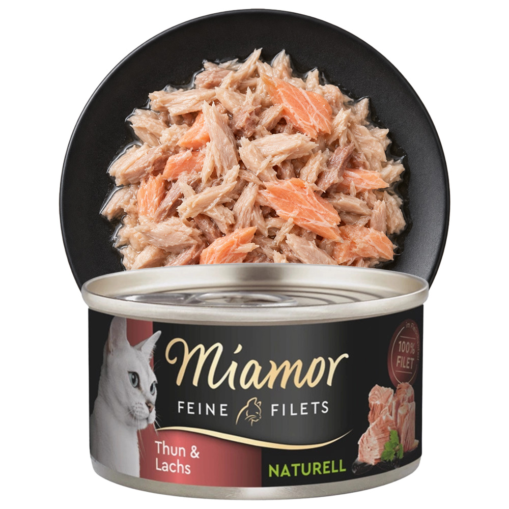 MIAMOR Feine Filets Naturelle Tuńczyk Łosoś w Sosie 80g Karma dla Kotów